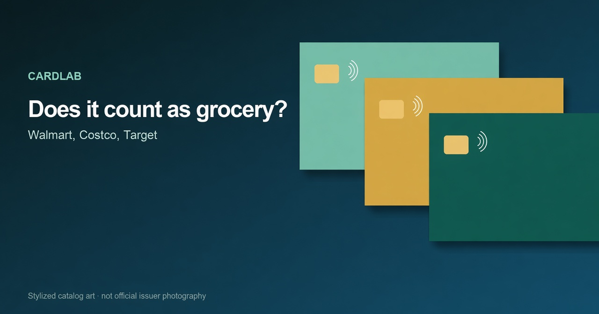 Stylized CardLab card art for grocery merchant coding